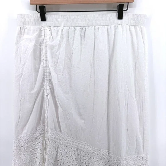 White Lace Cotton Eyelet‎ Maxi Skirt XL Boho Festival Western Prairie Cowgirl - Picture 3 of 8